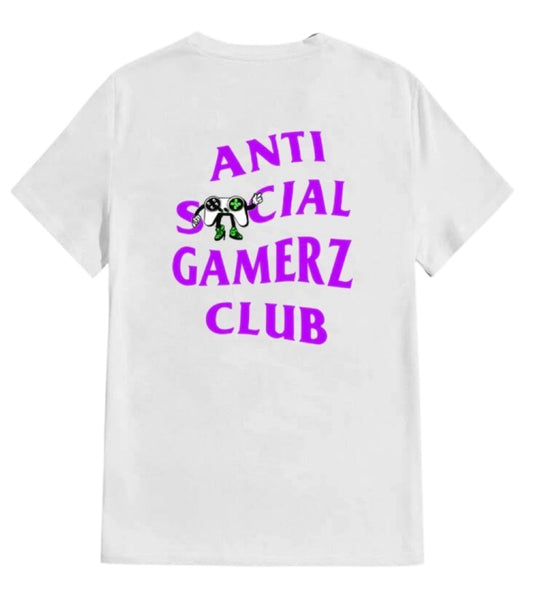 Anti Social Gamerz Tee - White/purp