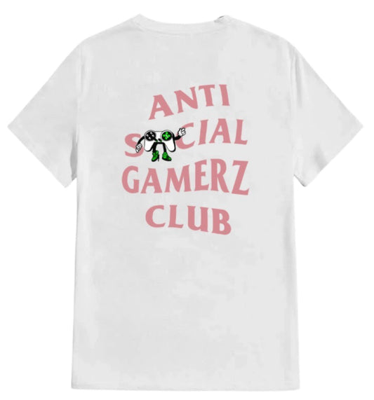 Anti Social Gamerz Tee - White/pink